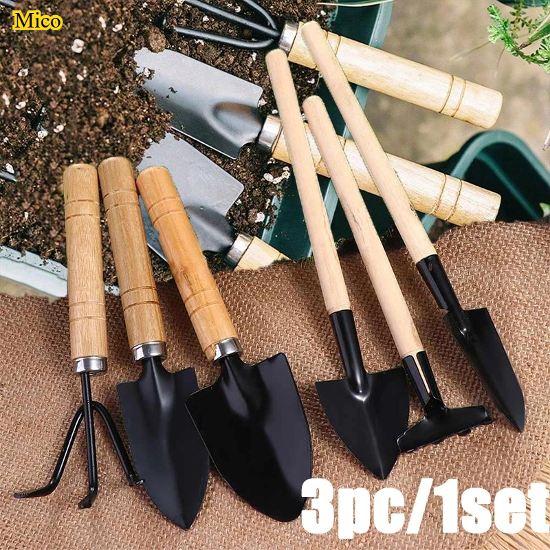 Gardening Tools Wooden - 3Pcs Mini Gardening Tool Set with