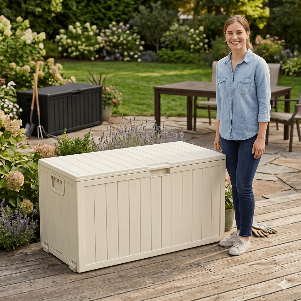 Gardening Tools And Accessories - 75/35 Gallon Outdoor Storage Box Waterproof