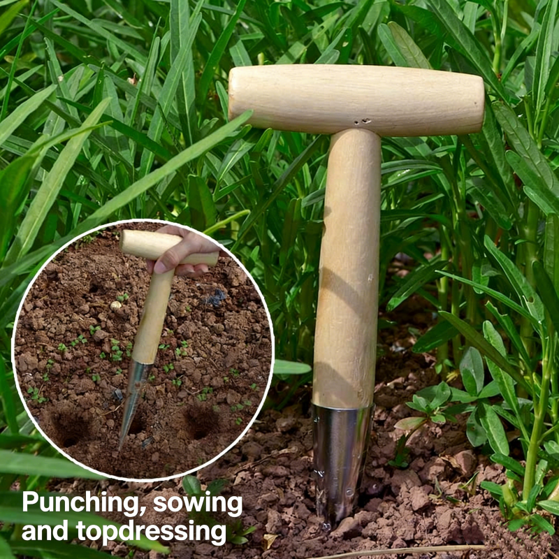 Gardening Tools Wooden - Handheld Clear Scale Garden Hole Puncher
