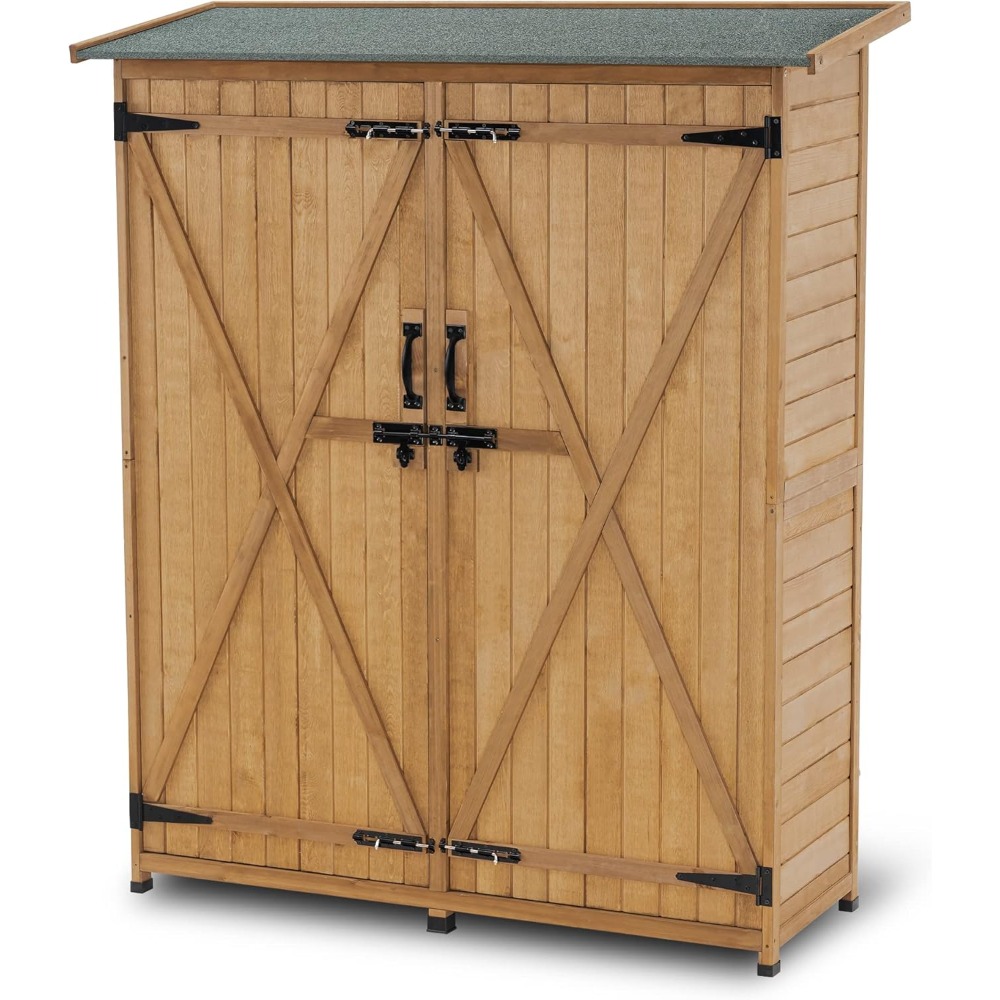 Gardening Tools Wooden - Outdoor Storage Cabinet with Shelves, Wood