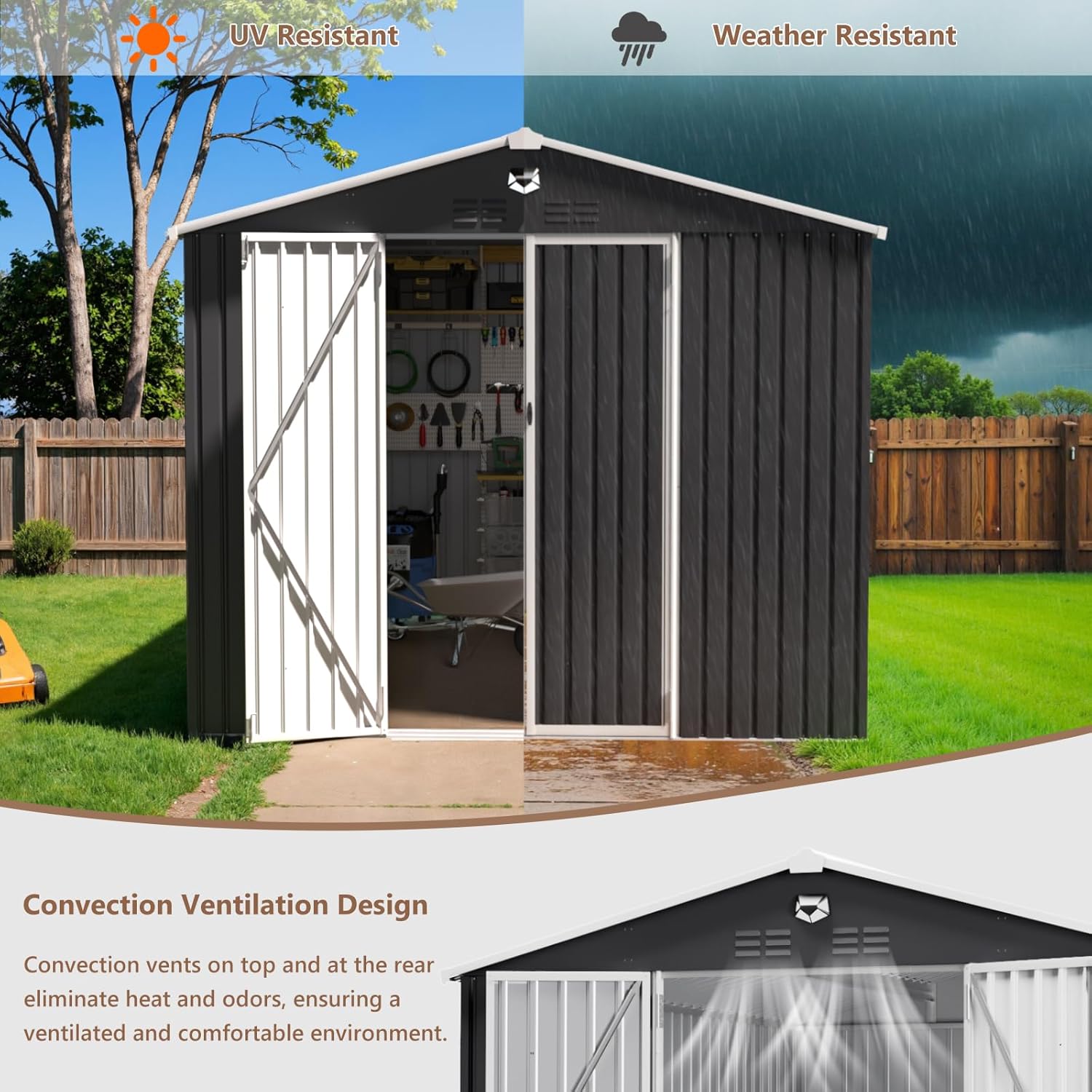 10x12 FT Metal Outdoor Storage - Gardening Tools Gifts บทวิจารณ์และราคา
