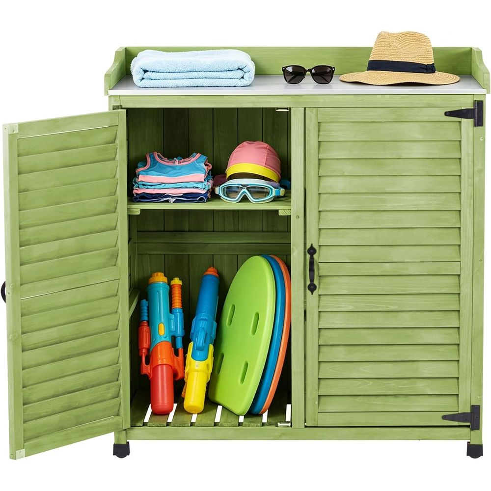 Outdoor Potting Bench with Met - Gardening Tools Wooden บทวิจารณ์และราคา