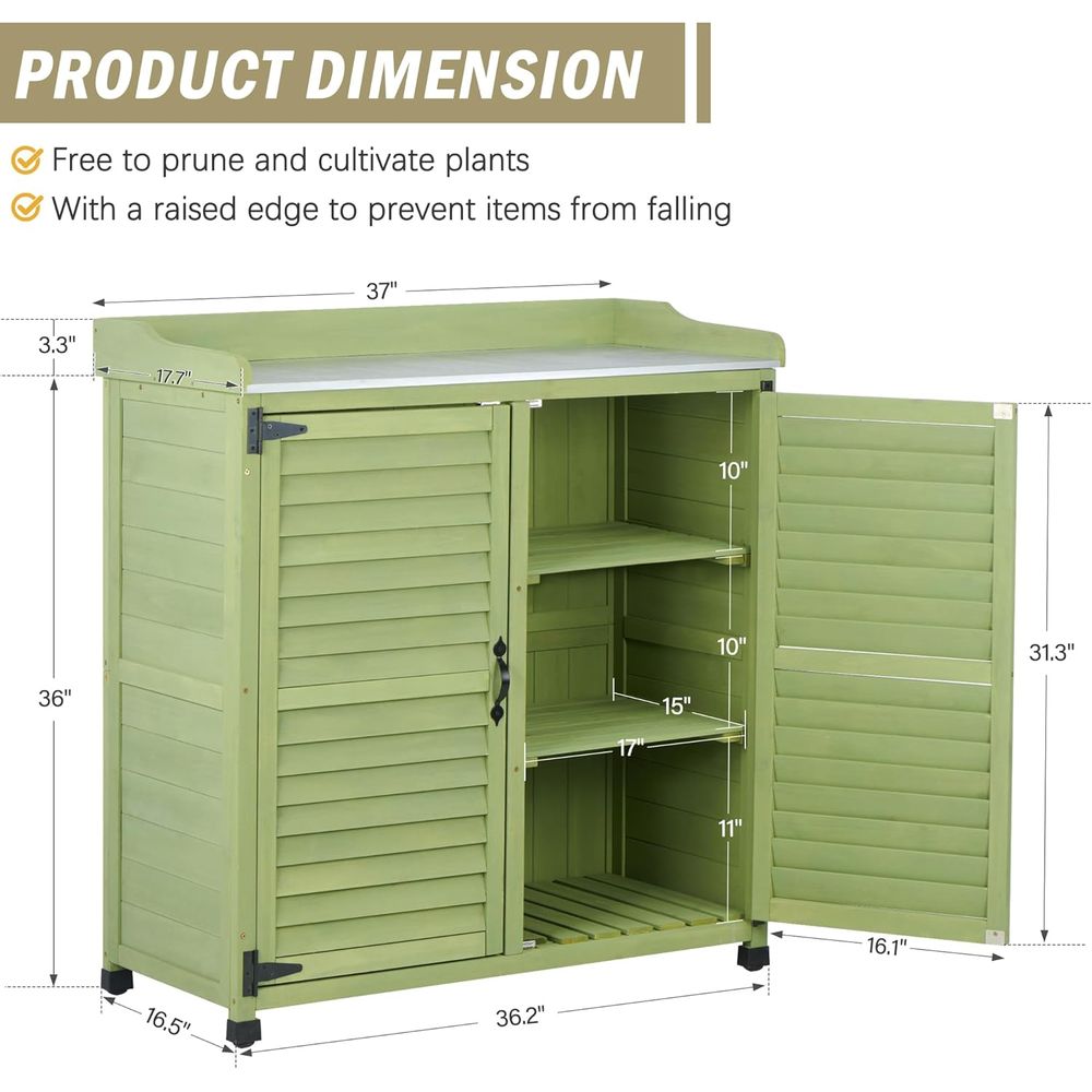 Outdoor Potting Bench with Met - Gardening Tools Wooden บทวิจารณ์และราคา