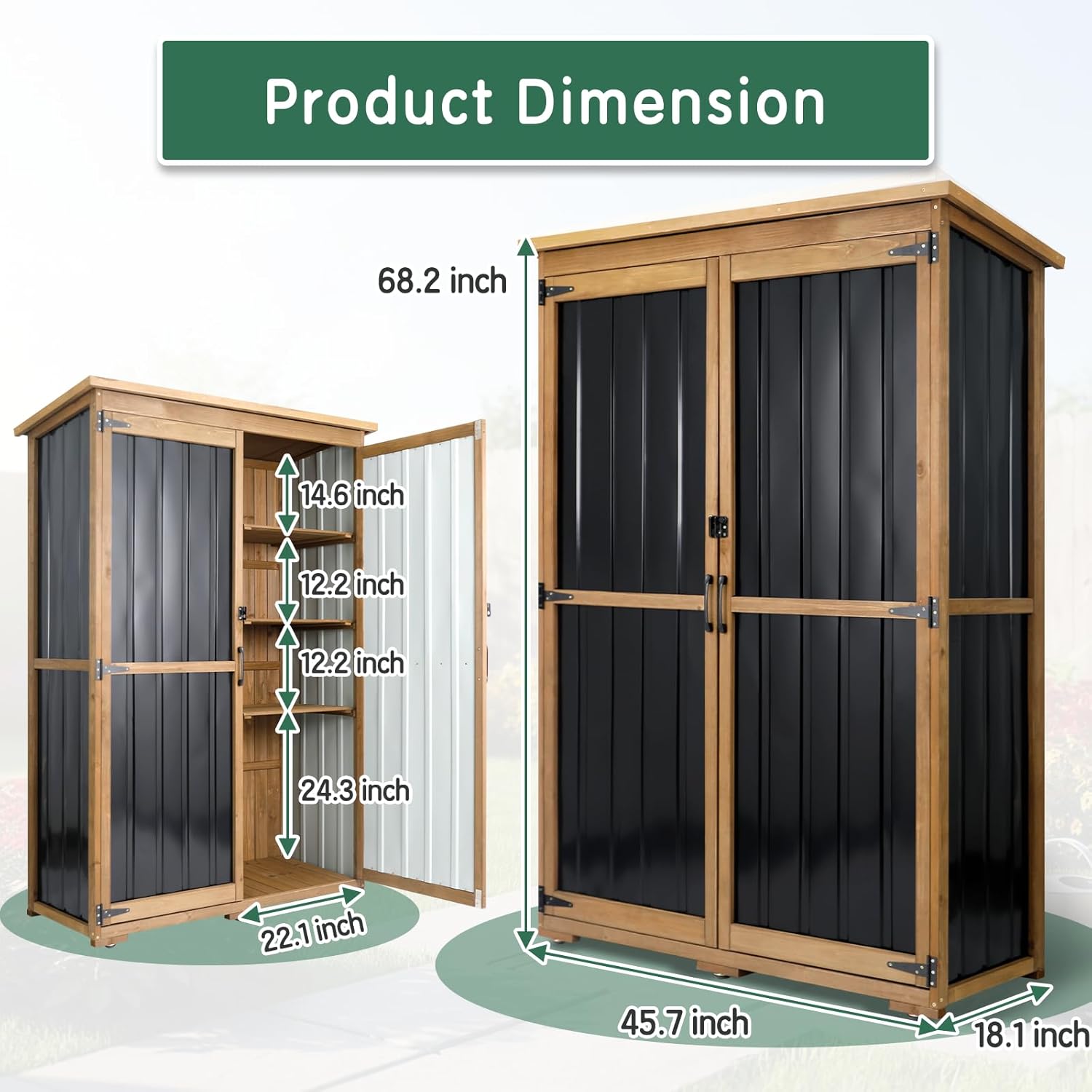 Wood Metal Outdoor Storage She - Gardening Tools Wooden บทวิจารณ์และราคา