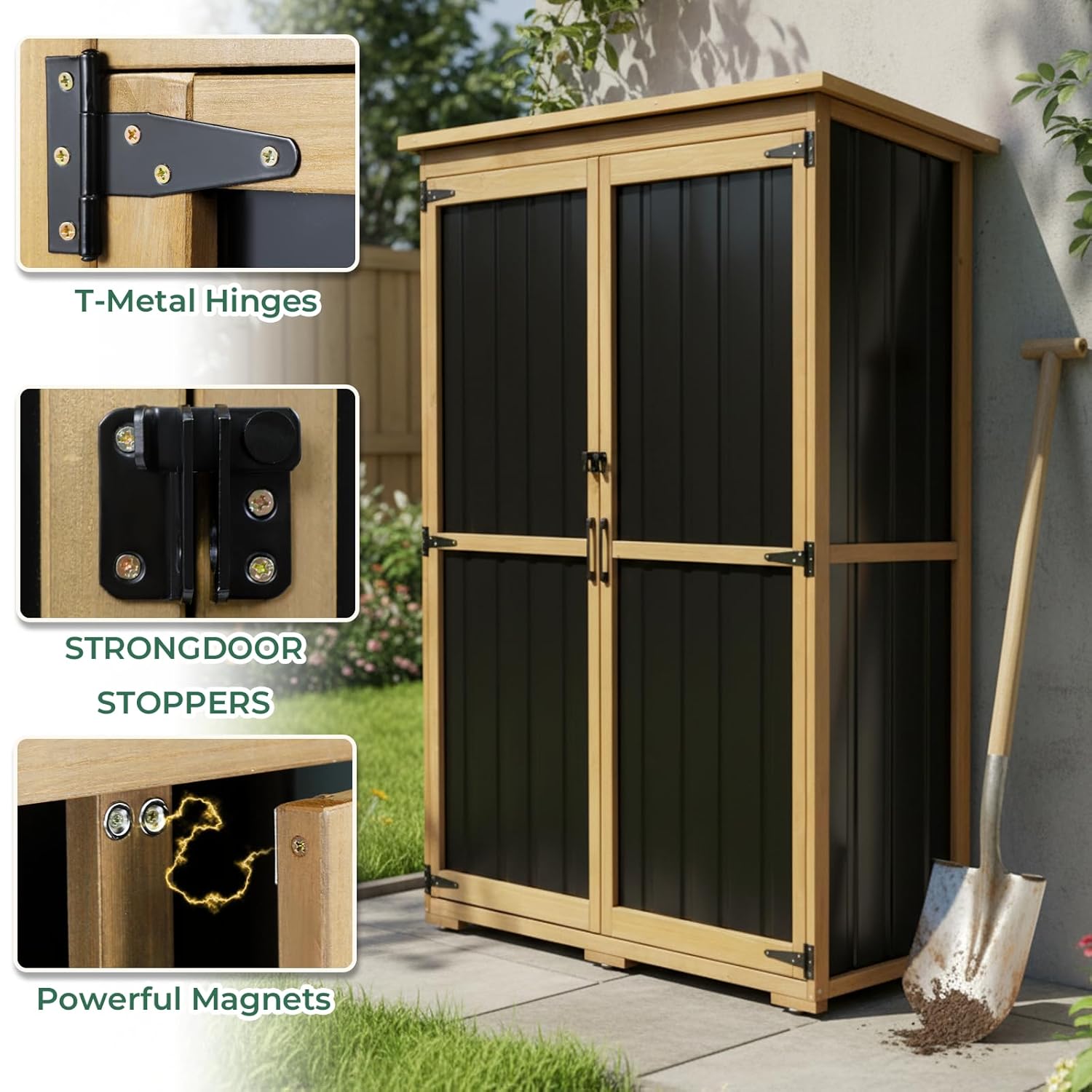 Wood Metal Outdoor Storage She - Gardening Tools Wooden บทวิจารณ์และราคา