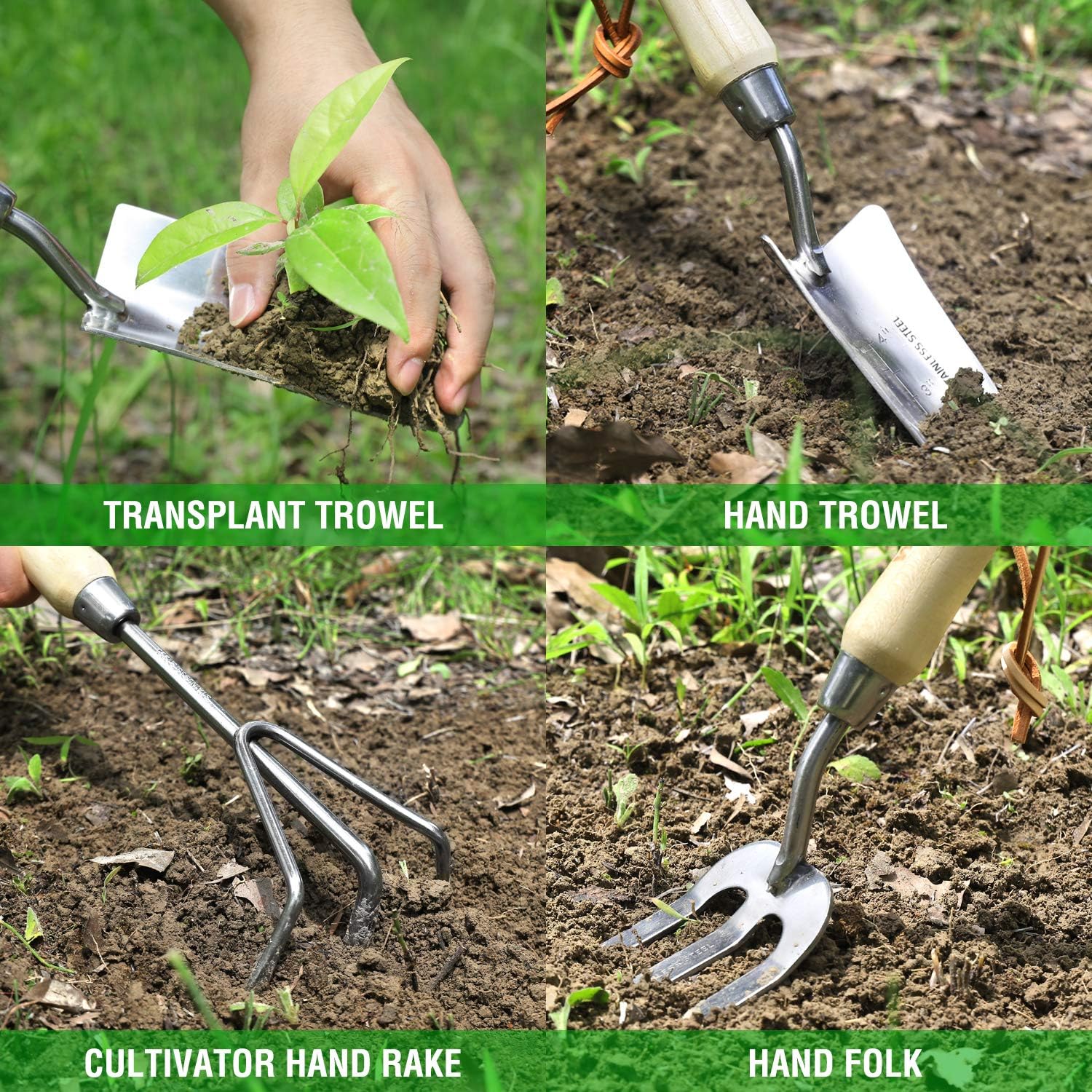 Garden Tools Set, 8 Piece Stai - Gardening Tools Wooden บทวิจารณ์และราคา