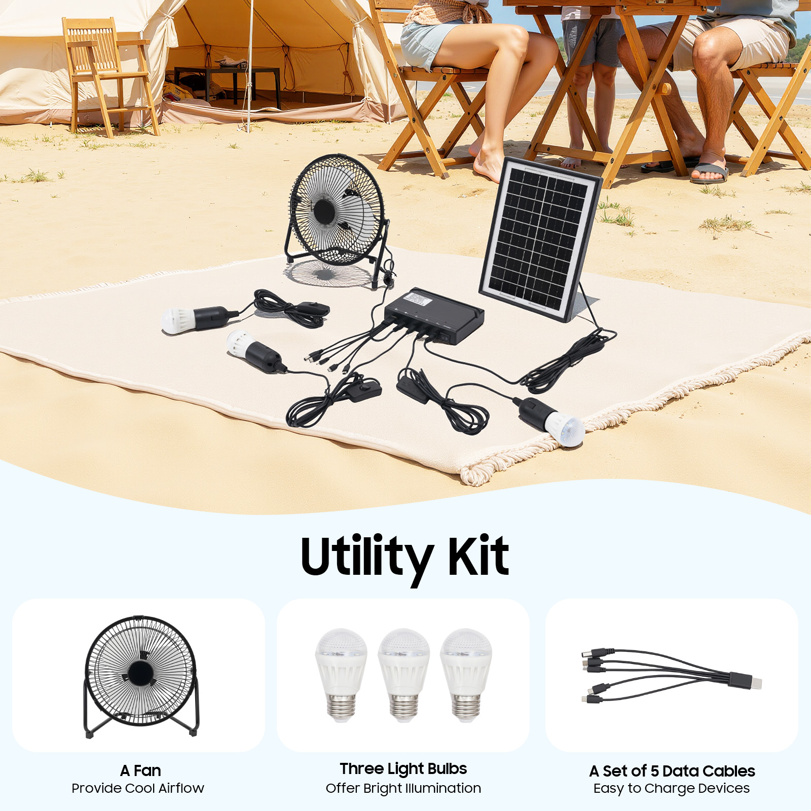 100-240V Solar Fan And Lamp Ki - Gardening Tools Bundle บทวิจารณ์และราคา