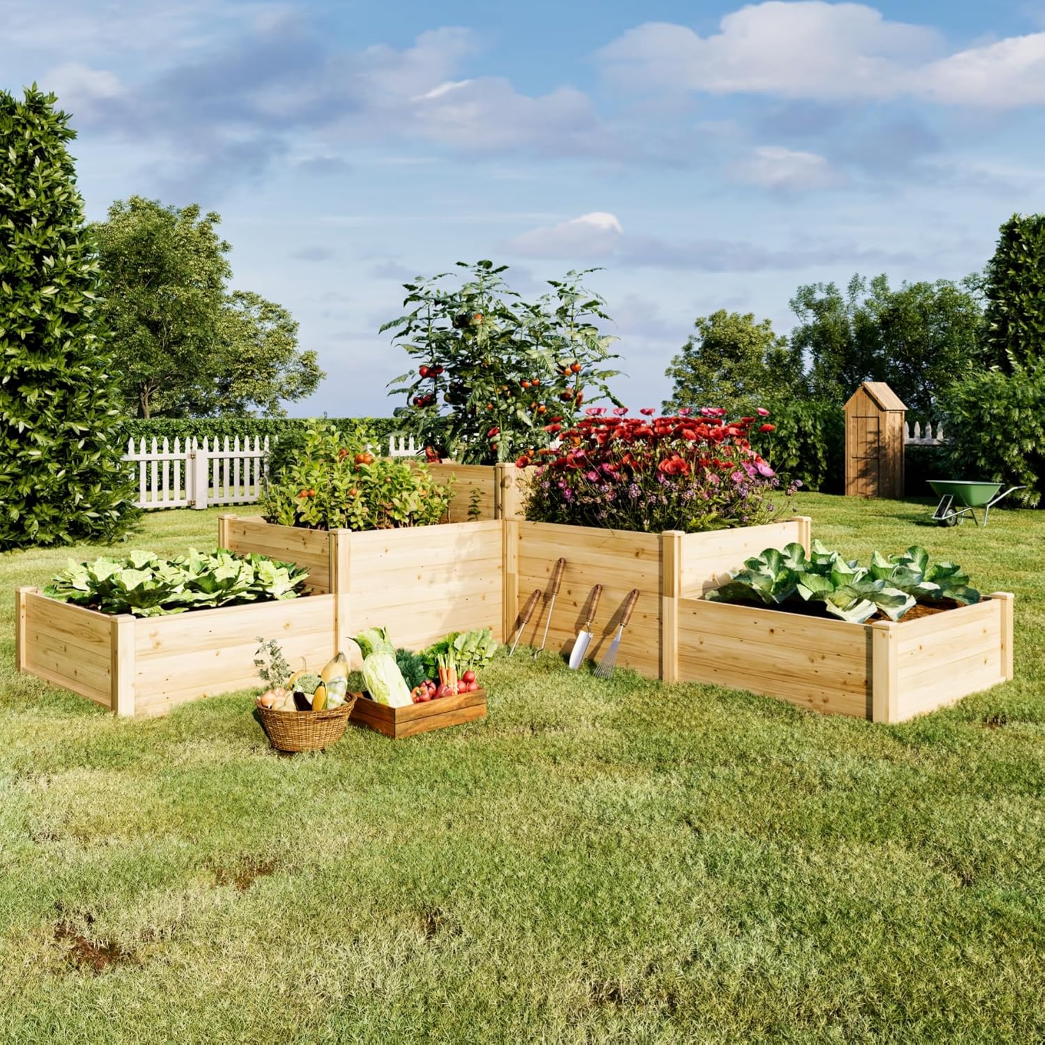 3 Tier Raised Garden Bed for O - Gardening Tools Wooden บทวิจารณ์และราคา