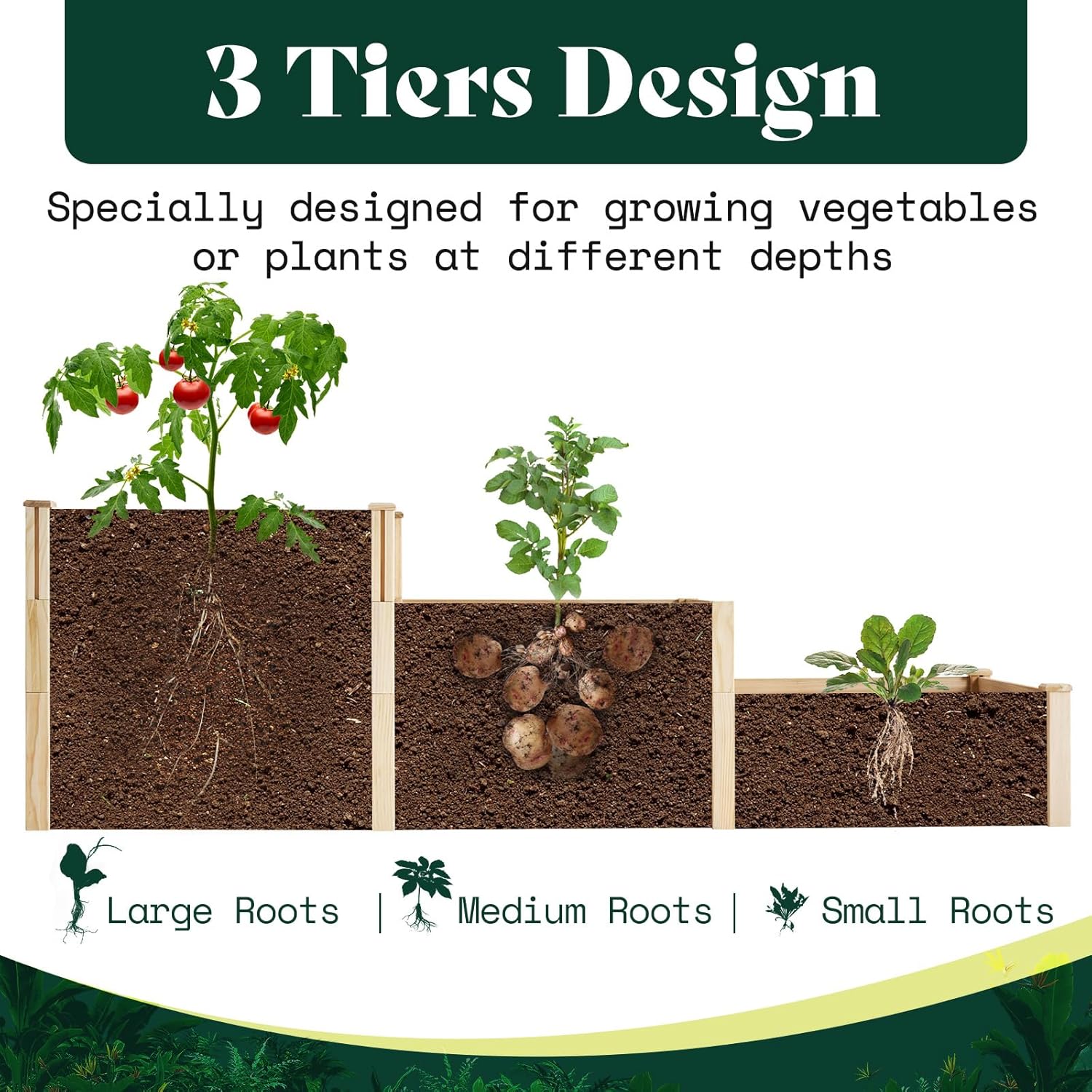 3 Tier Raised Garden Bed for O - Gardening Tools Wooden บทวิจารณ์และราคา