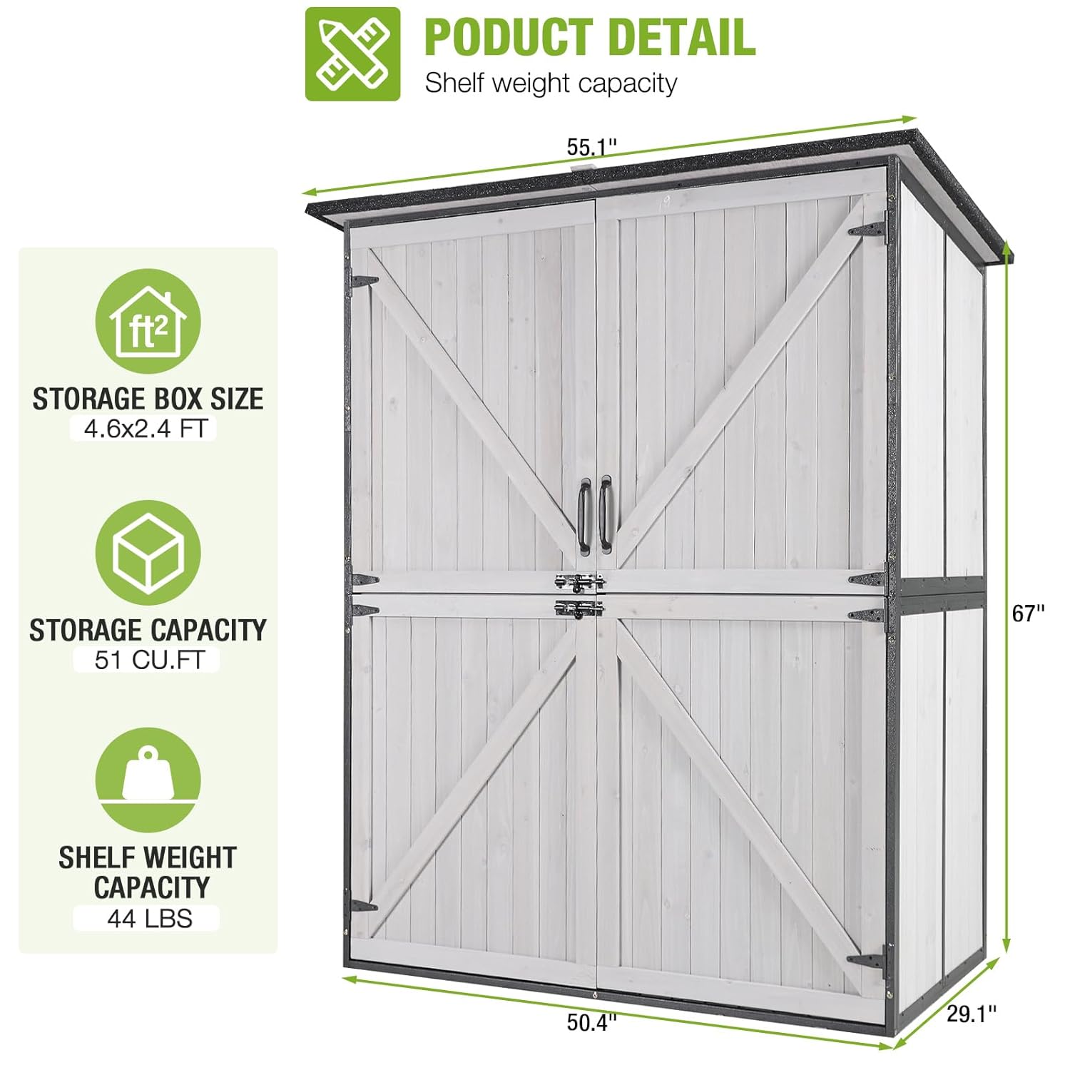 Outdoor Cabinet Storage Shed w - Gardening Tools Wooden บทวิจารณ์และราคา