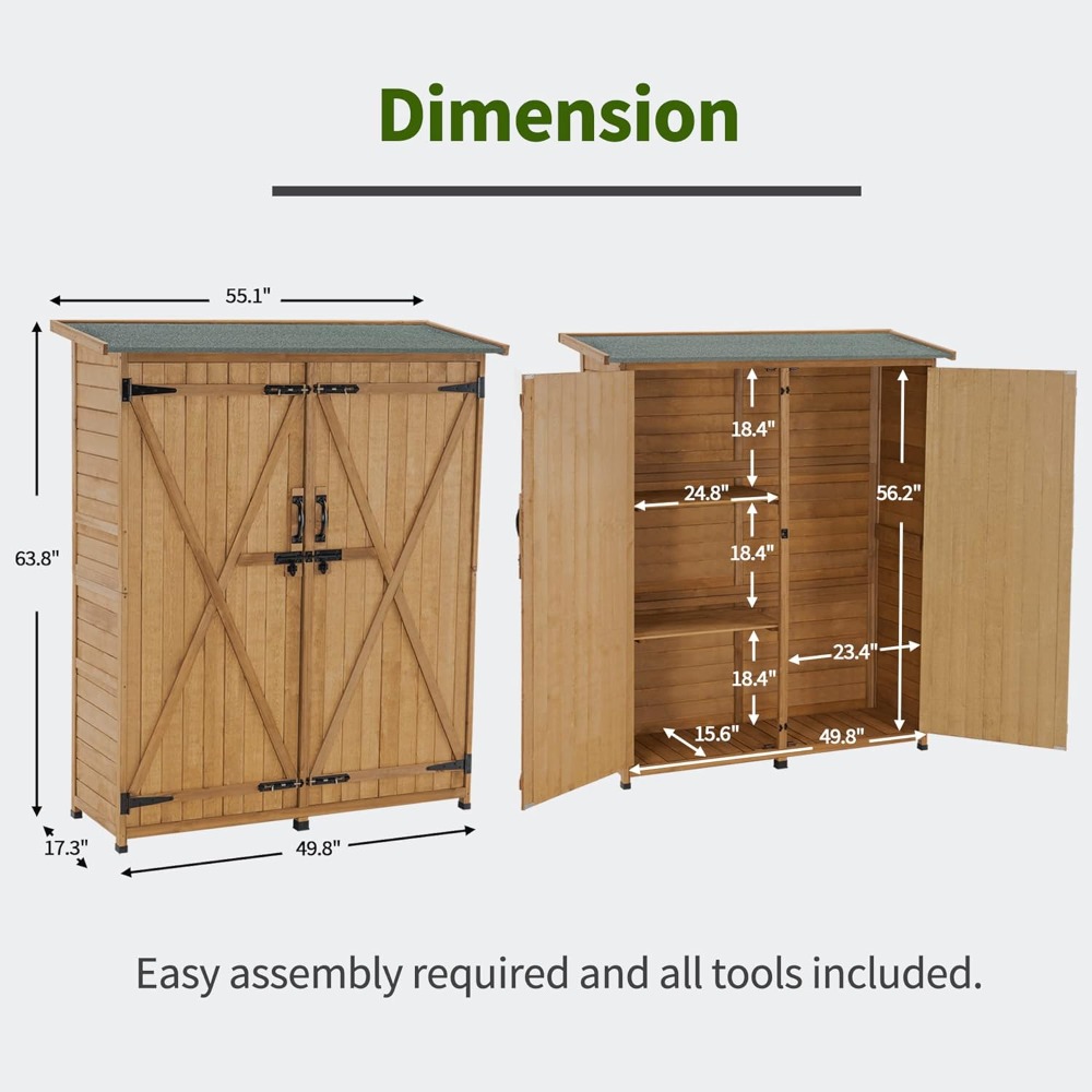 Outdoor Storage Cabinet with S - Gardening Tools Wooden บทวิจารณ์และราคา