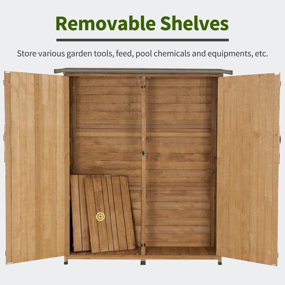 Outdoor Storage Cabinet with S - Gardening Tools Wooden บทวิจารณ์และราคา